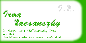 irma macsanszky business card